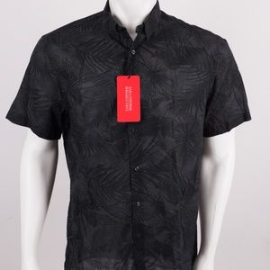 Zara Oxford Shirt Button Down Slim Fit Palm Trees